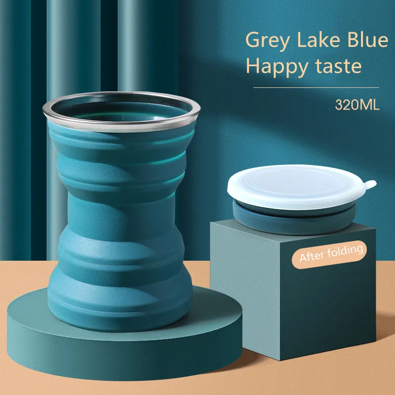 Creative ORIGIN CUP Portable Silicone Folding Cup with Lid Travel Wash Mouth Cup Heat Resistant Water Coffe Cup for Outdoor Camp