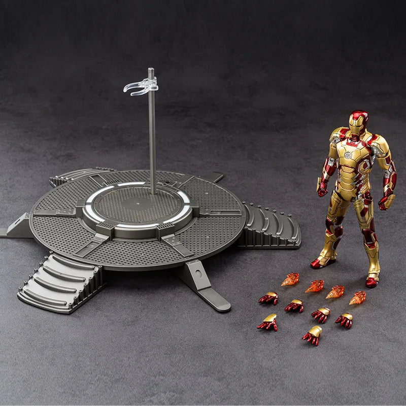 7 inches LED ZDTDS Toy Iron Man3 MK42 Large Platform Action Figure Movie Doll Tony Stark Joint Mobility Model Birthday Gift