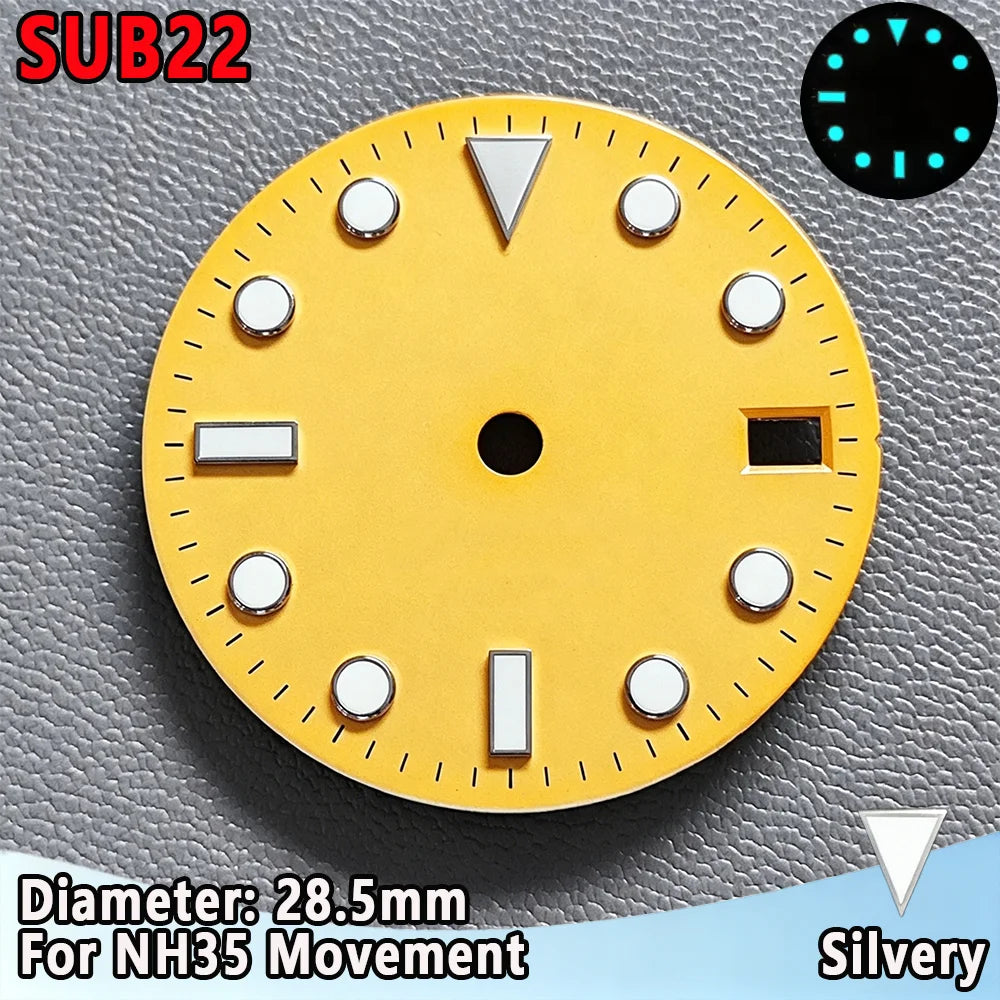 28.5mm NH35 Watch Dial Luminous Dials Single Calendar Dial Suitable For NH35 Movement Can Support DIY Dial Customization Logo