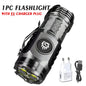 High Strong Power LED Flashlight Built-in Battery Type-C Rechargeable with Pen Clip Torch Outdoor Camping Emergency Lantern