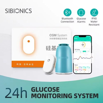 Sibionics Blood Glucose Meter 24h Real Time Monitoring Finger-Free Tester Diabetes Suger Sensor Health Monitors For Home Scanner