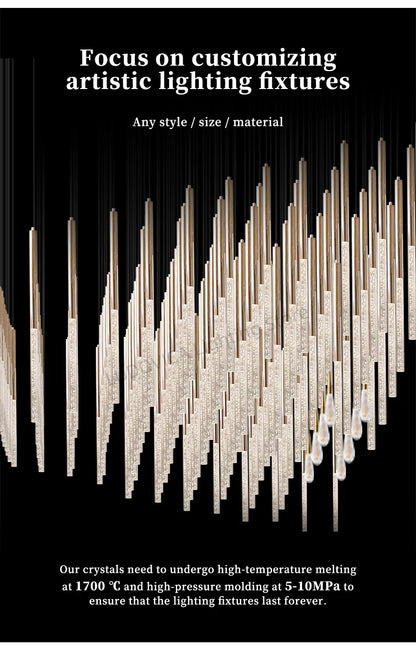 Hotel lobby LED Chandelier Luxury Villa hall Living room Crystal Chandeliers Customable High Ceilings Chandelier