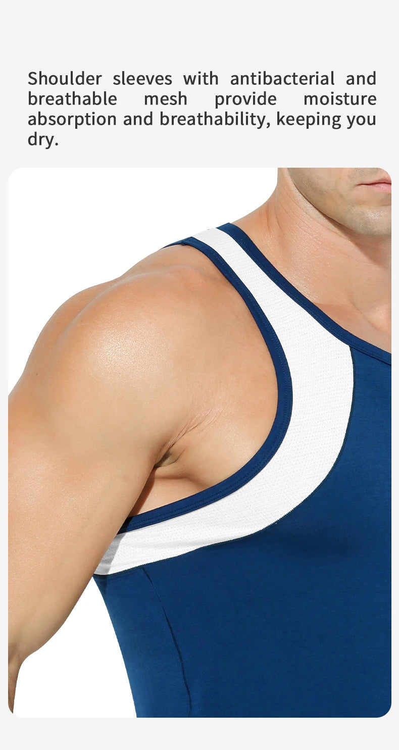 Vest Men's Comfortable Breathable Sling Hurdle Short-Sleeved Young Boys Sports Running Sleeveless T-Shirt Bottoming Shirt Unders