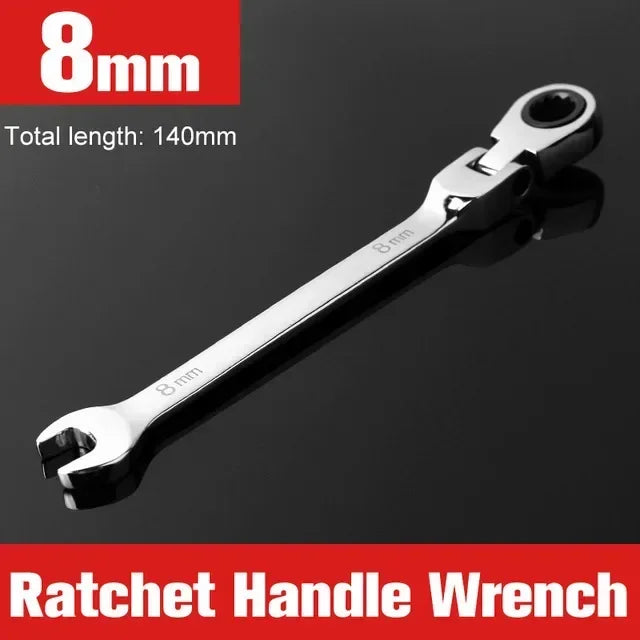 Flex-Head Ratcheting Combination Wrench Set SAE 1/4''-13/16'' Premium 72-Teeth Gear Chrome Organizer Auto Repair Tool