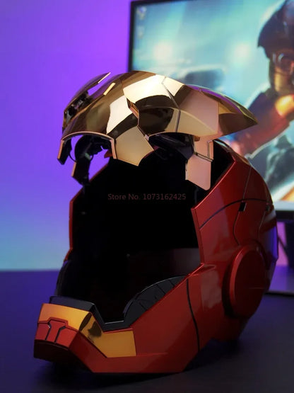 New AutoKing 1/1 Mk5 Iron Man Helmet Cosplay Voice Control Eyes with Light Model Toys for Adult Electric Wearable Christmas Gift