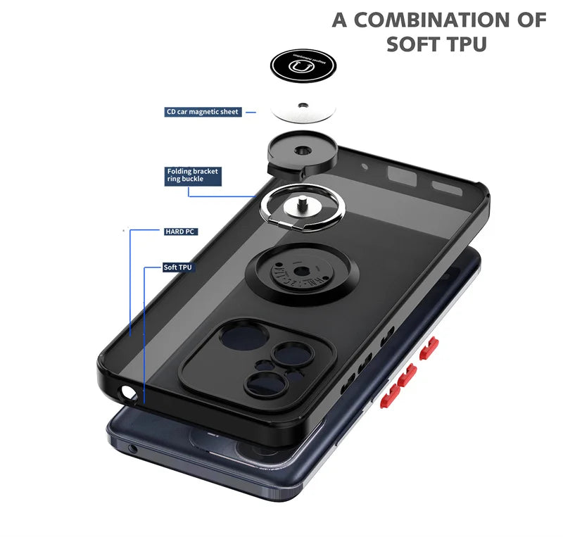 Funda For Xiaomi Redmi 12C 4G Case Armor Magnetic Holder Ring Bracket Case For Redmy 12C 12 C Redmi12C Matte Hard PC Back Cover