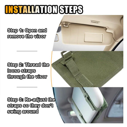 Multifunctional Sun Visor Storage Bag Tactical Car Organizer Pouch for Pickup Trucks SUVs Tool Holder Travel & Outdoor Use