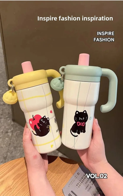 Fashion High Aesthetic Students Straw Mug 316 Stainless Steel 600ML Iced Cup Large Capacity Insulated Thermal Cup Men And Women