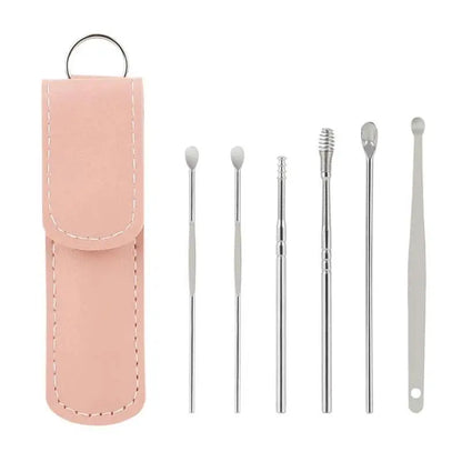 6Pcs Portable Stainless Steel Ear Spoon Cleaner Set Reusable Tools for Effective Earwax Removal
