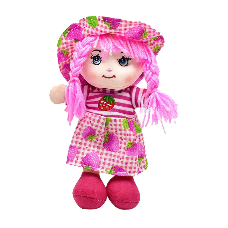 Cute 25cm Rag Dolls with Hat Cartoon Soft Kawaii Fruit Skirt Hat Girls Stuffed Plush Sleeping Toy Birthday Christmas Gifts