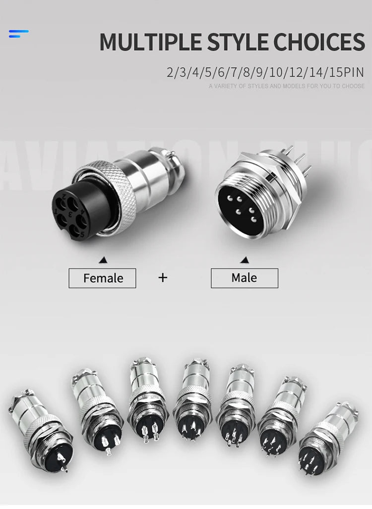 5pcs GX16 2/3/4/5/6/7/8/9/10Pin 16MM Male Female Circular Aviation Connector Plug Socket Screw Panel Mount Connector
