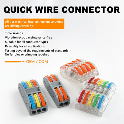 DIY GO 25PCS Universal Compact Fast BUTT Wire Connector Push-in Lever Splice Terminal Block 2/3/4/5 Pin Home LED Lighting Wiring
