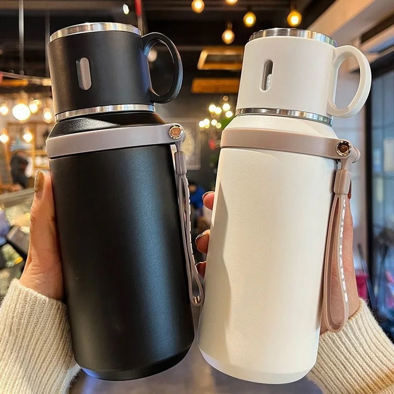 Portable Handheld Thermos Cup 600ml 24H Insulation Stainless Steel Bottle for Outdoor Sports