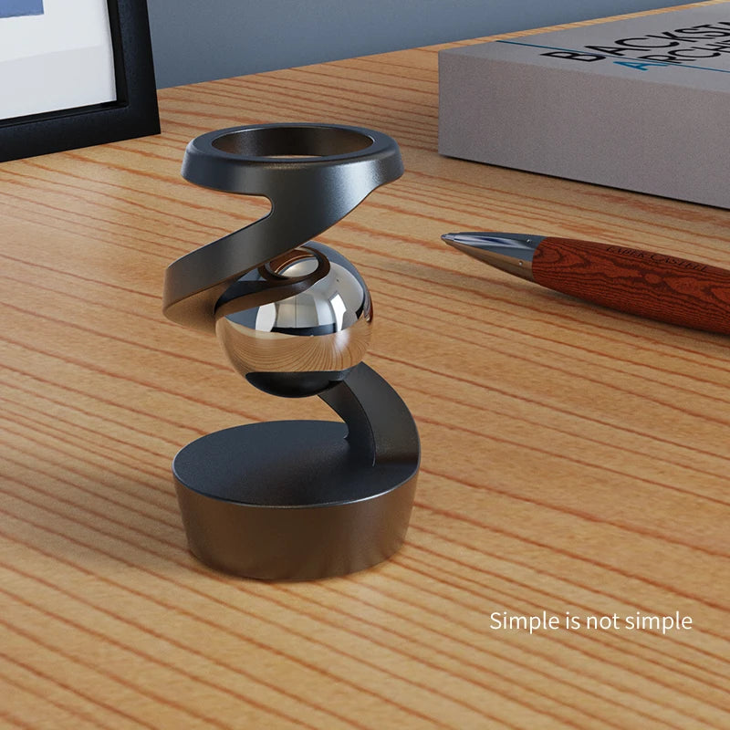 Desktop Rotating Gyroscope Finger Fidget Spinner Toy All Aluminum Alloy Spinning Gyro Silver Metallic Accents For Adults Gift