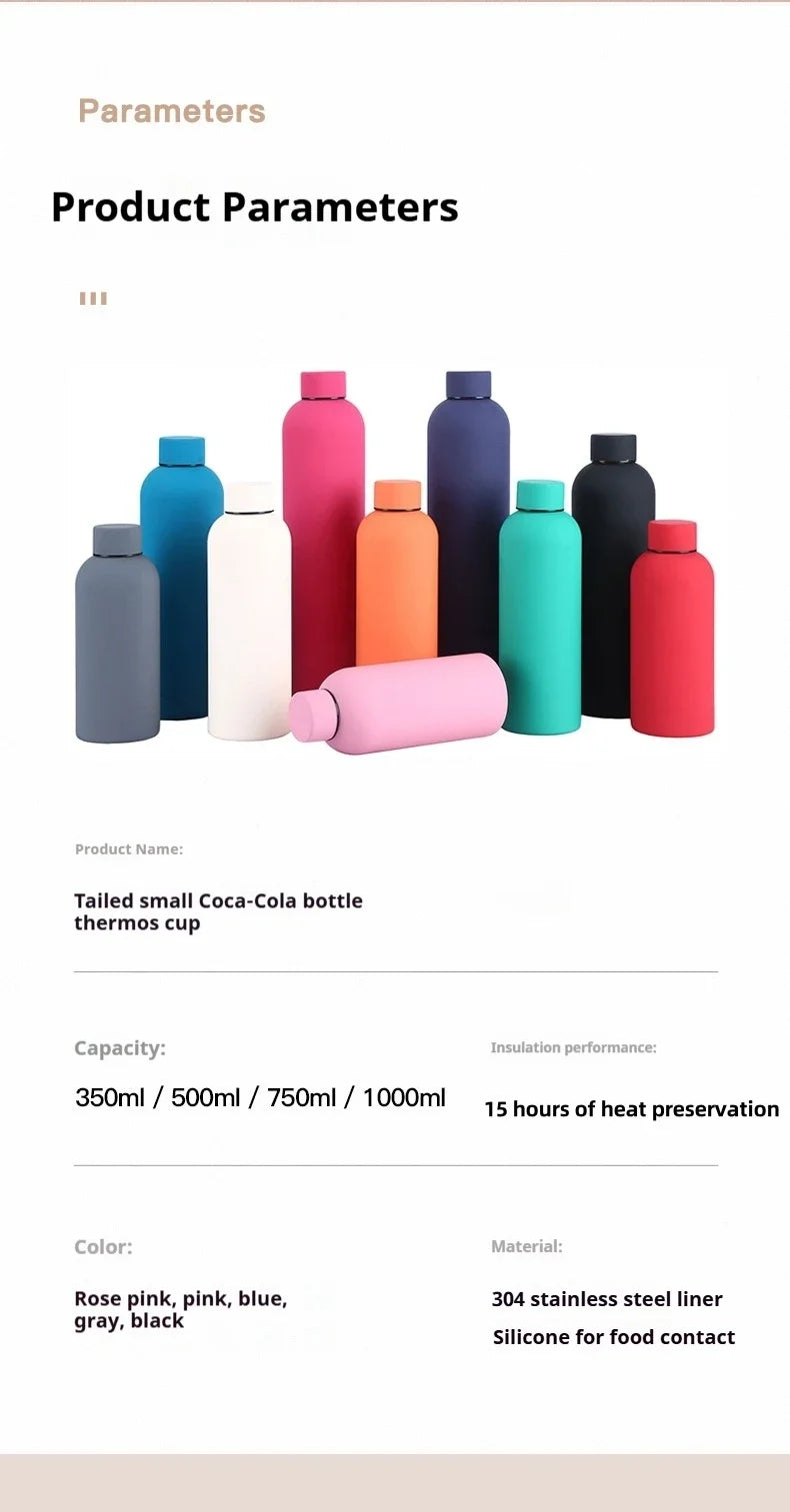 350-750ML Stainless Steel Thermos Cup, Portable Small Mouth Vacuum Flask for Travel Outdoor Sports Gym, Water Bottle Kettle