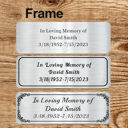 Personalized stainless steel Engraved Name Plate Memorial Plaque 3" W x 1" H | Custom Text Engraving, Memorial Keepsake Design
