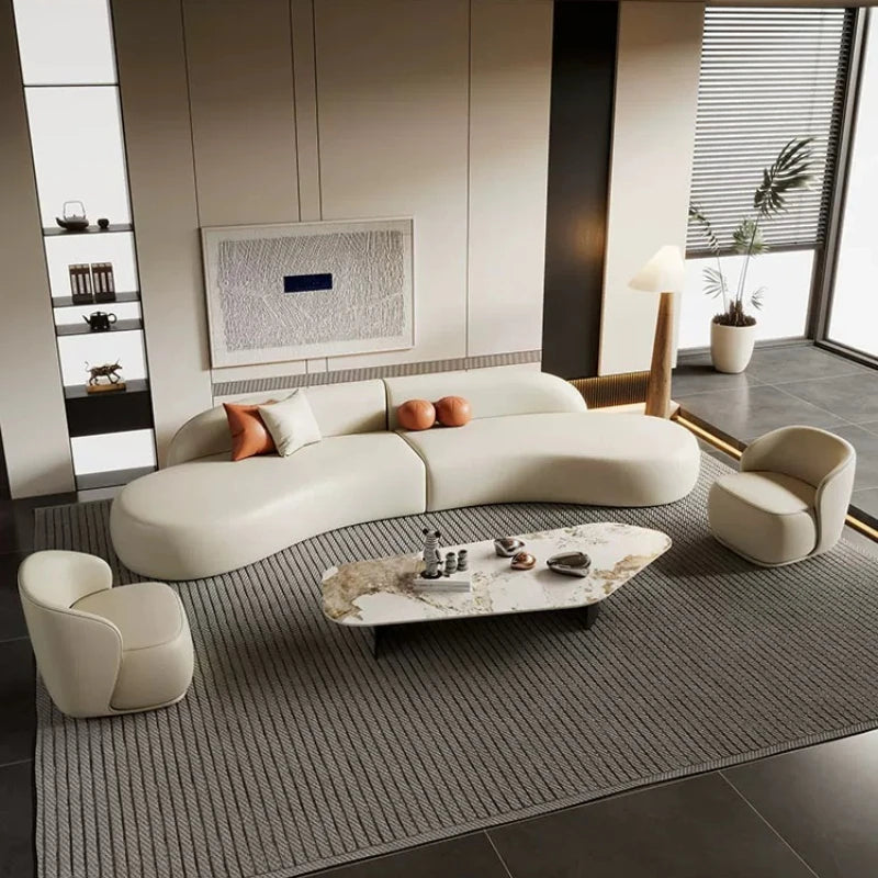 Italian Luxury Curved Sofa Modern Simple Hotel Homestay Lounge Office Sofa Designer Office Furniture أثاث مكتبات FYOS