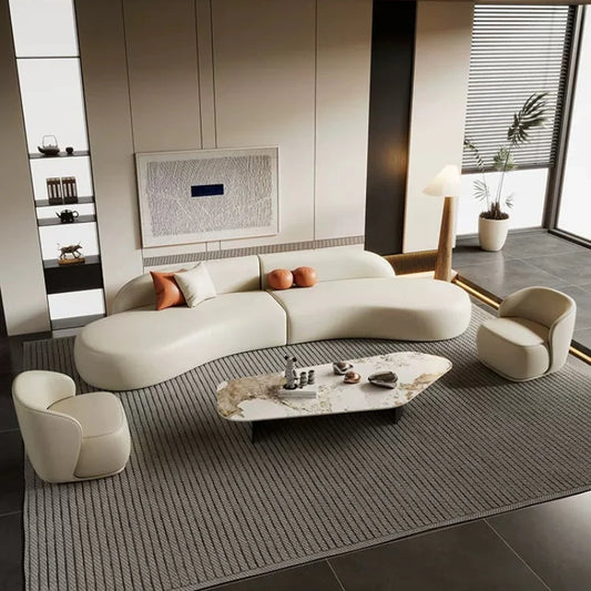 Italian Luxury Curved Sofa Modern Simple Hotel Homestay Lounge Office Sofa Designer Office Furniture أثاث مكتبات FYOS