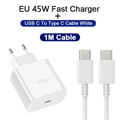 PD 45W Super Fast Charger For SAMSUNG Galaxy S21 S22 S23 S24 Ultra Fast Charging Phone USB C Charge Type C Cable 2M Wall Adapter