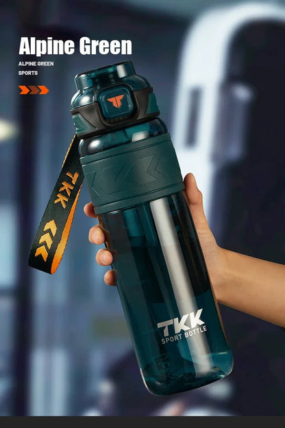 TKK 1000ml Water Bottle Sports Watter Bottle Tritan BPA Free Straw Portable Leak-proof Plastic Drinkware Outdoor Fitness Kettle