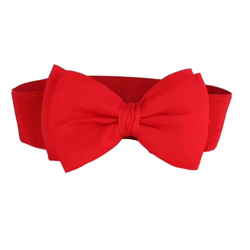 1Pcs New Big Bowknot Waist Belt Elastic Stretch Buckle Bow Waistband Wide Satin Bow Belt for Girls Lady Women