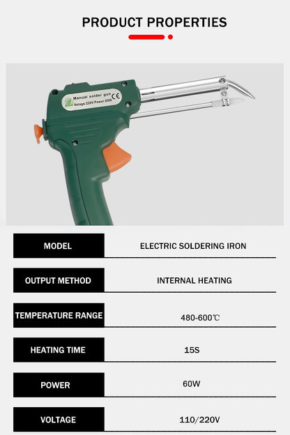 Electric Soldering Iron Gun Hand-held Internal Heating Soldering Iron Automatically Send Tin Gun Soldering Welding Repair Tool