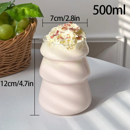 Transparant Drinking Glass Cup Creative Wave Shape Iced Coffee Tumbler Cup Juice Milk Tea Mug Drinkware Water Glasses Ripple Mug