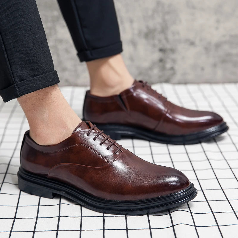 Men's Dress Shoes Classic Oxfords Leather Shoes For Men Social Brogues High Quality Casual Business Wedding Leather Shoes Man