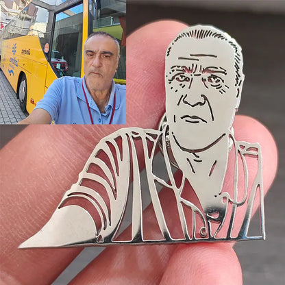 Customized Personalized Photo Portrait Company Logo Paiting Image Brooch Stainless Steel Badges Gifts Man Women Brooch Jewelry