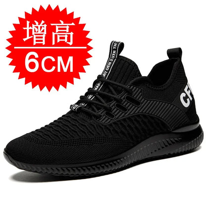 Men Breathable Height Increase Shoes  Lightweight Sneakers Invisible Height Increase Shoes 8cm Breathable Mesh Sneakers10cm