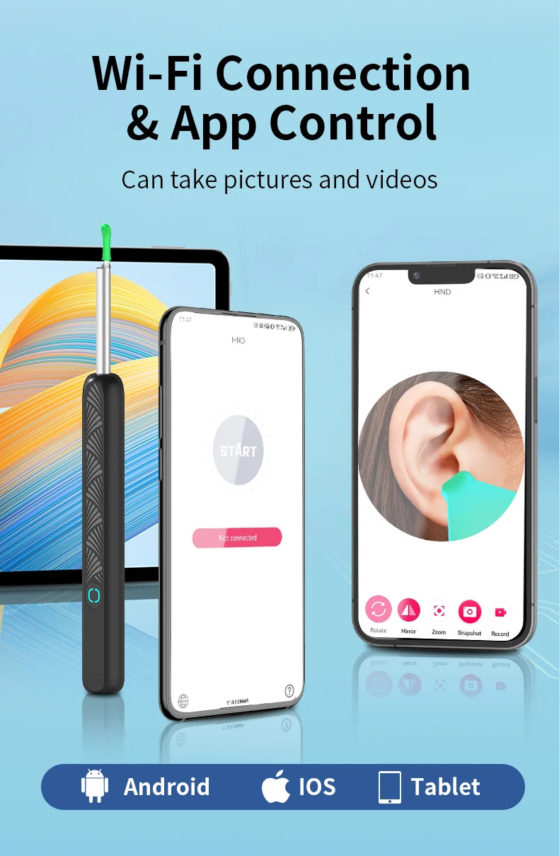 Dropshipping Ear Cleaner with Camera Wireless Ear Sticks Otoscope USB C Charging Endoscope Wax Removal Tool Earpick MIni Camera