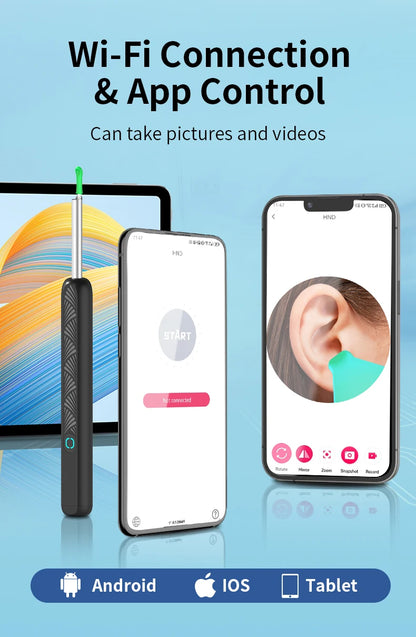 Dropshipping Ear Cleaner with Camera Wireless Ear Sticks Otoscope USB C Charging Endoscope Wax Removal Tool Earpick MIni Camera
