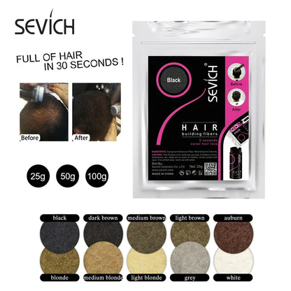 SEVICH 25g Hair Fibers Refill Bag Bald Extension Hair Growth Powder Salon Professional Hair Treatment Unisex Hair Loss Products