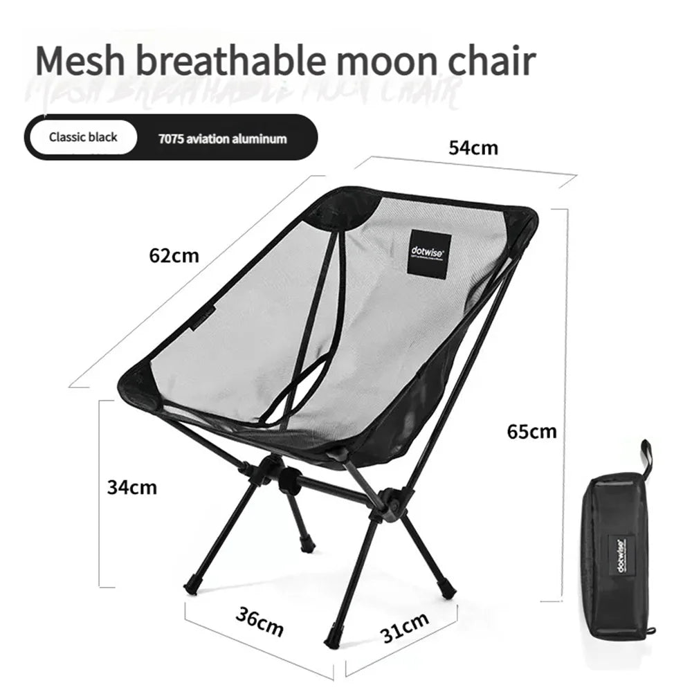 DOTWISE Portable Outdoor Camping Chair Breathable Moon Chair Fishing Chair  Aluminum Alloy MeshAnti-Sinking Lightweight Chair