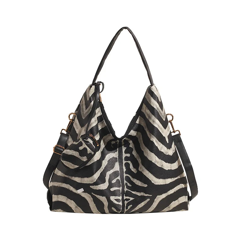 SHELKSBAG Designers Luxury Women Bags 2025 Fashion Zebra Stripes Handbag Large Capacity High Quality Chic Novelty Shoulder Bag