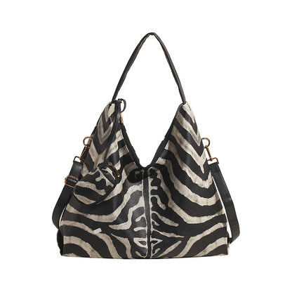 SHELKSBAG Designers Luxury Women Bags 2025 Fashion Zebra Stripes Handbag Large Capacity High Quality Chic Novelty Shoulder Bag