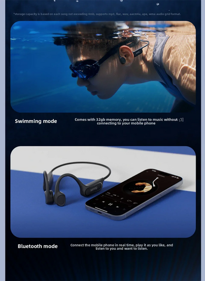 Sanag Bone Conduction Bluetooth Earphone 32GB Memory IPX8 Swimming Headphones Flash-sale Wireless Headset MP3 Earbuds