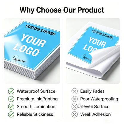6CM Business  Customize  Logo Square Vinyl Your own Logo  Customized for Personalized  Name Stickers for Water Bottles Gifts
