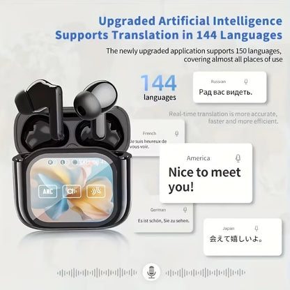 AI Real-time Translation Headset, 150 Language Translation. Translation Wireless Headphones, LCD Large-screen TWS In-ear ANC ENC
