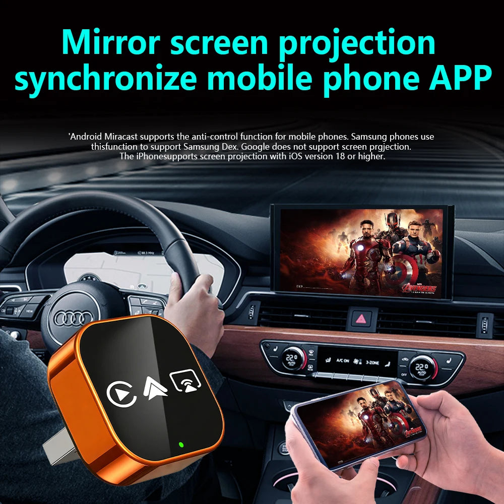 2026 4in1 New Upgrade Carplay Adapter Wireless Android Auto Mirror Link Smart MiNi AI Box USB Plug and Play Auto Connect WiFi