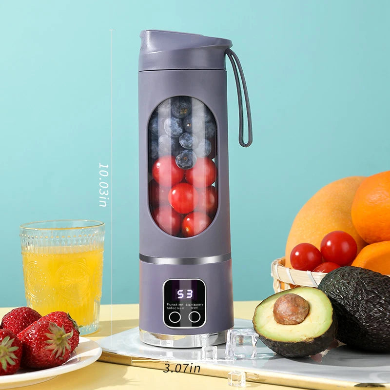 10 Blades Portable Fruit Juicer 450ml Capacity 3 Gears USB Rechargeable Blender Ice Crusher for Shakes and Smoothies Juicer Cup
