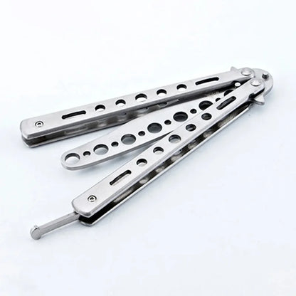Martial Arts Practice Knife Portable Steel Metal Folding Butterfly Knife for Practicing Flipping Tricks