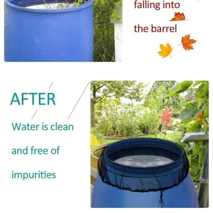 Rainwater Collector Tank Mesh Cover Drawstring Screen Net for Rain Barrel Water Bucket Garden Outdoor Cleaning Tool Use Reusable