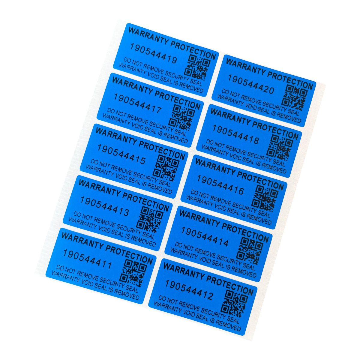 100pcs Blue 40x20mm Tamper-Proof Warranty Stickers Anti-Counterfeiting Seal Labels with Serial Number Two-Dimensional Code