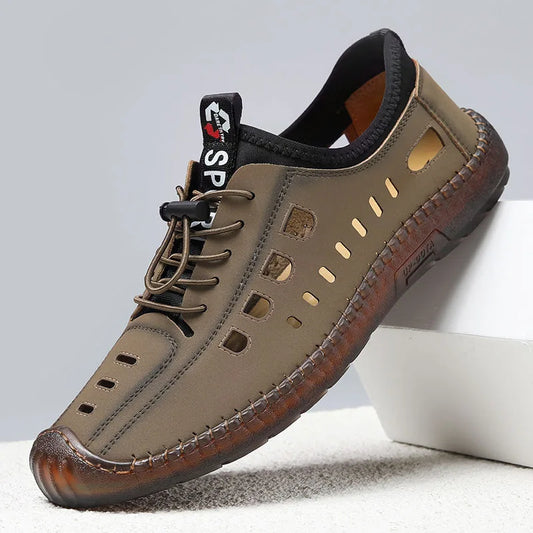 Men's Slip-On Shoes Summer Hollow out Breathable Comfortable Wear-Resistant Soft Bottom Casual Shoes-8333