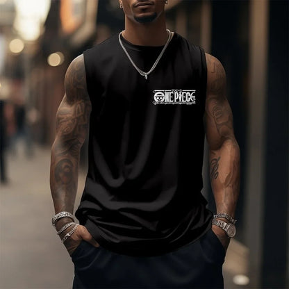 One Piece Men's Tank Top Japanese Anime Spring/Summer Sports Fitness Trend Casual Sleeveless Top
