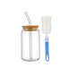 16oz Glass Drinking Cup Comes with A Bamboo Lid and A Glass Straw Suitable for Cocktails Coffee Beverages Etc.