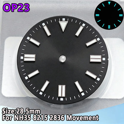 28.5mm NH35 Watch Dial Luminous Dials Single Calendar Dial Suitable For NH35 Movement Can Support DIY Dial Customization Logo
