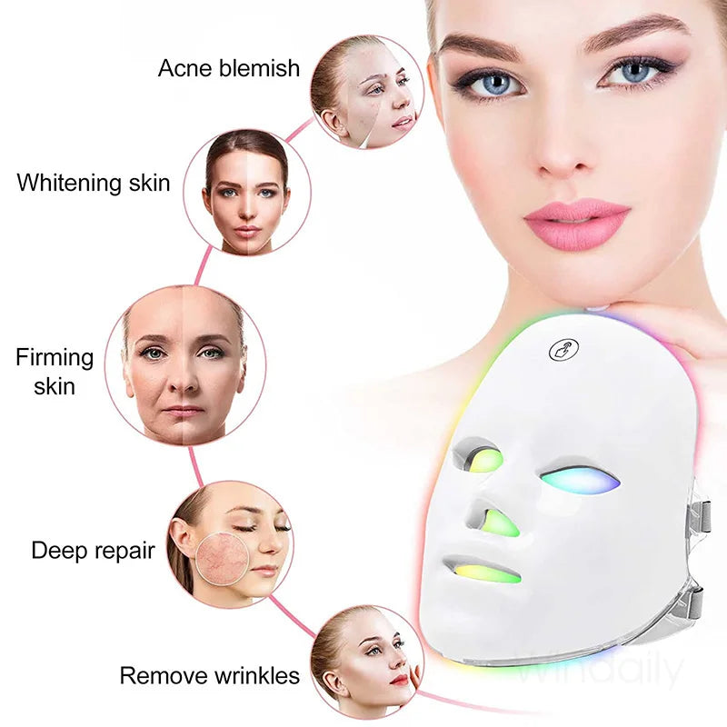 7 Colors Wireless Led Face Mask Therapy Photon USB Recharge Facial Mask For Anti Aging Skin Rejuvenation Skin Care Beauty Device