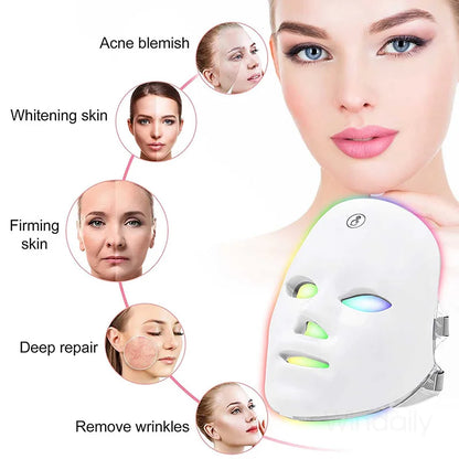 7 Colors Wireless Led Face Mask Therapy Photon USB Recharge Facial Mask For Anti Aging Skin Rejuvenation Skin Care Beauty Device